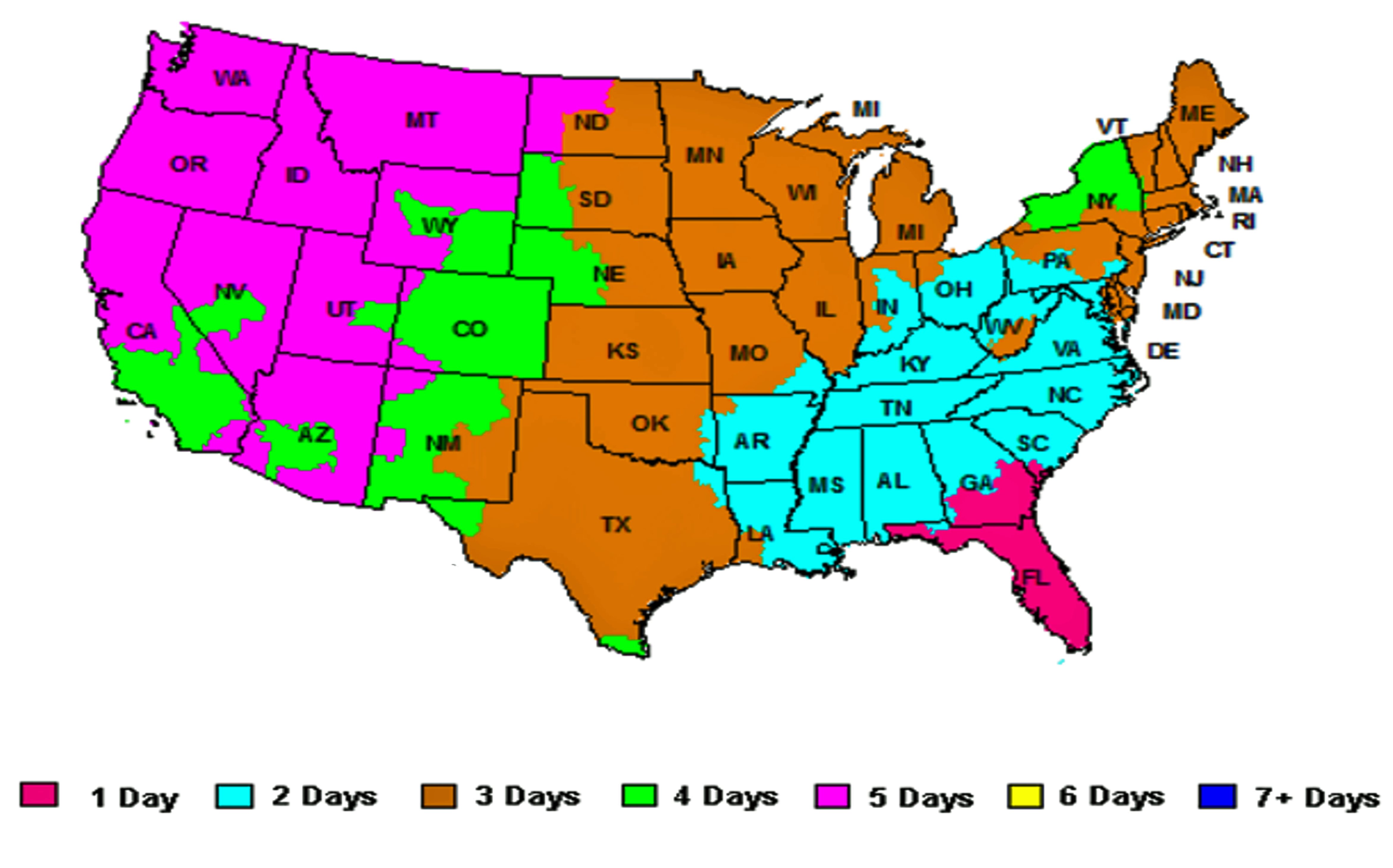 Fedex Zones Map Usa